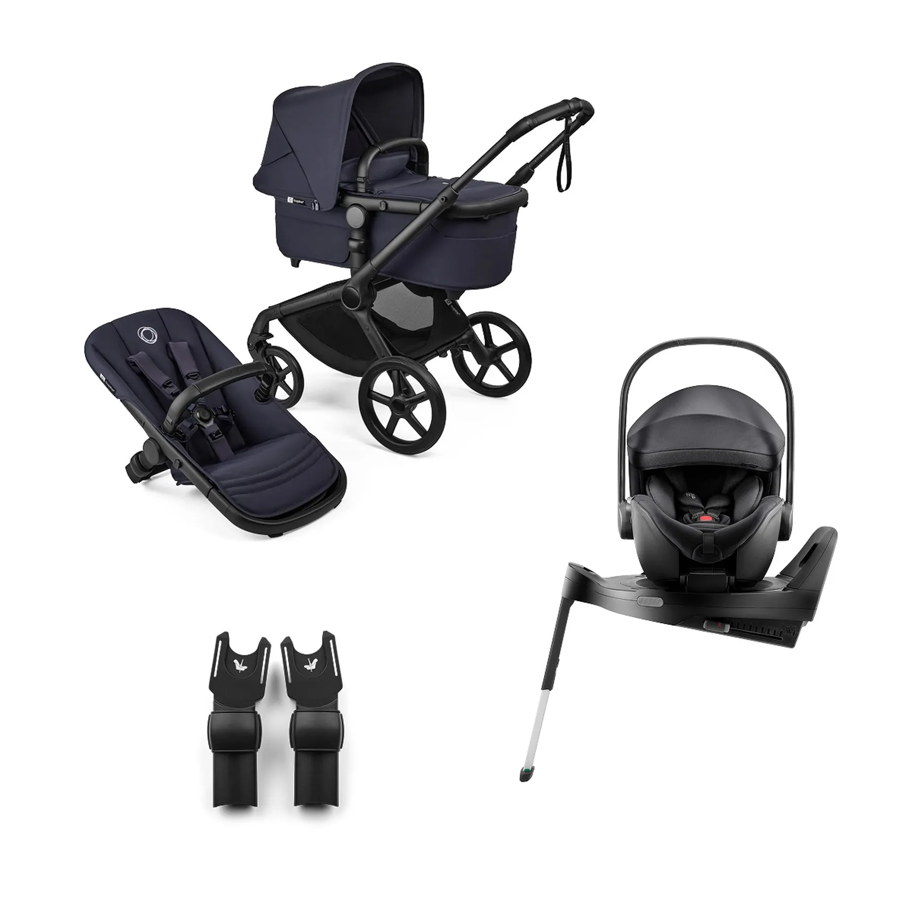 Pachet cărucior pentru copii, 4 în 1, Bugaboo Fox 5 Renew, Deep Indigo - 1