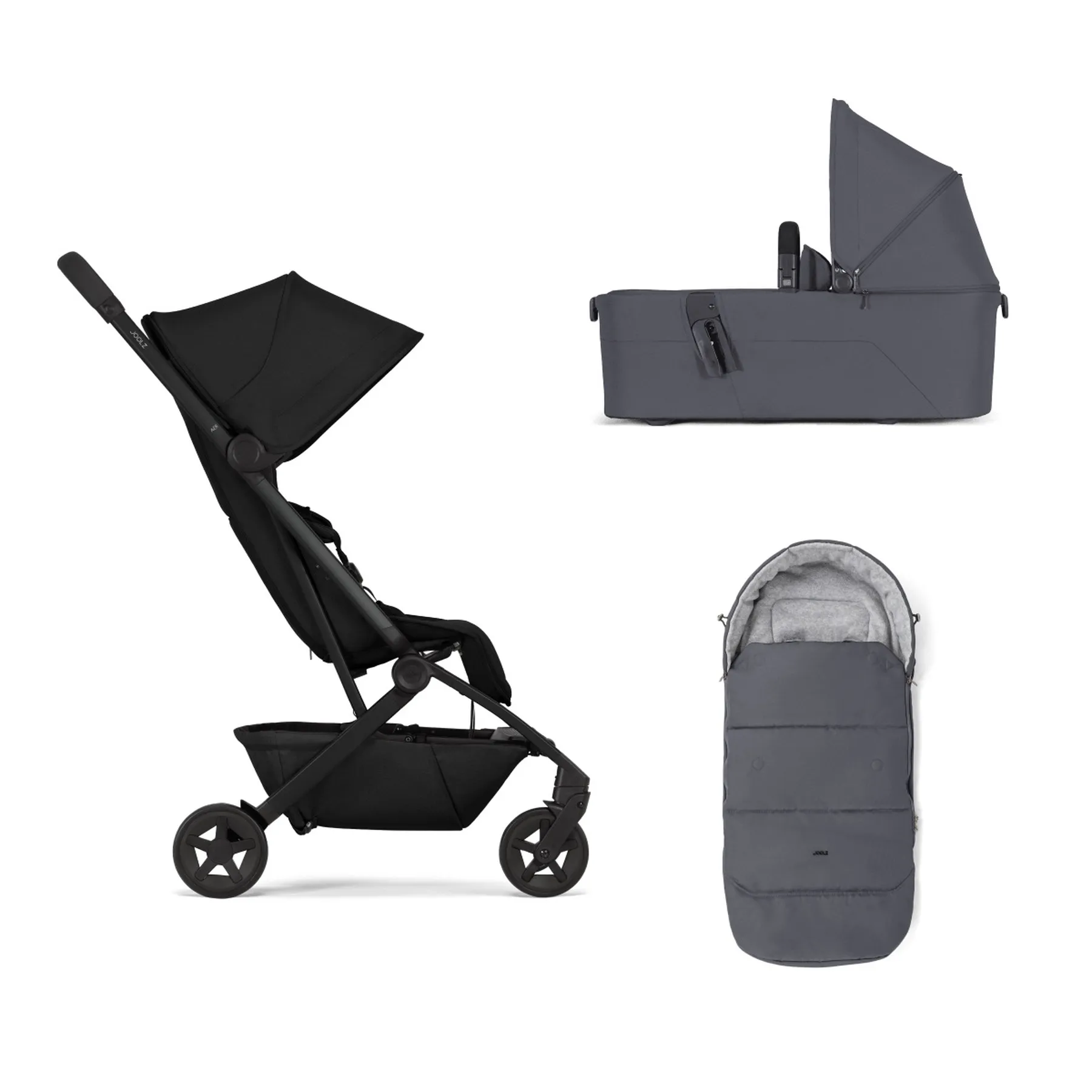 Joolz Aer2 Buggy, Space black + Joolz Aer2 cot, Stone Grey + Joolz footmuff, Stone Grey - 1