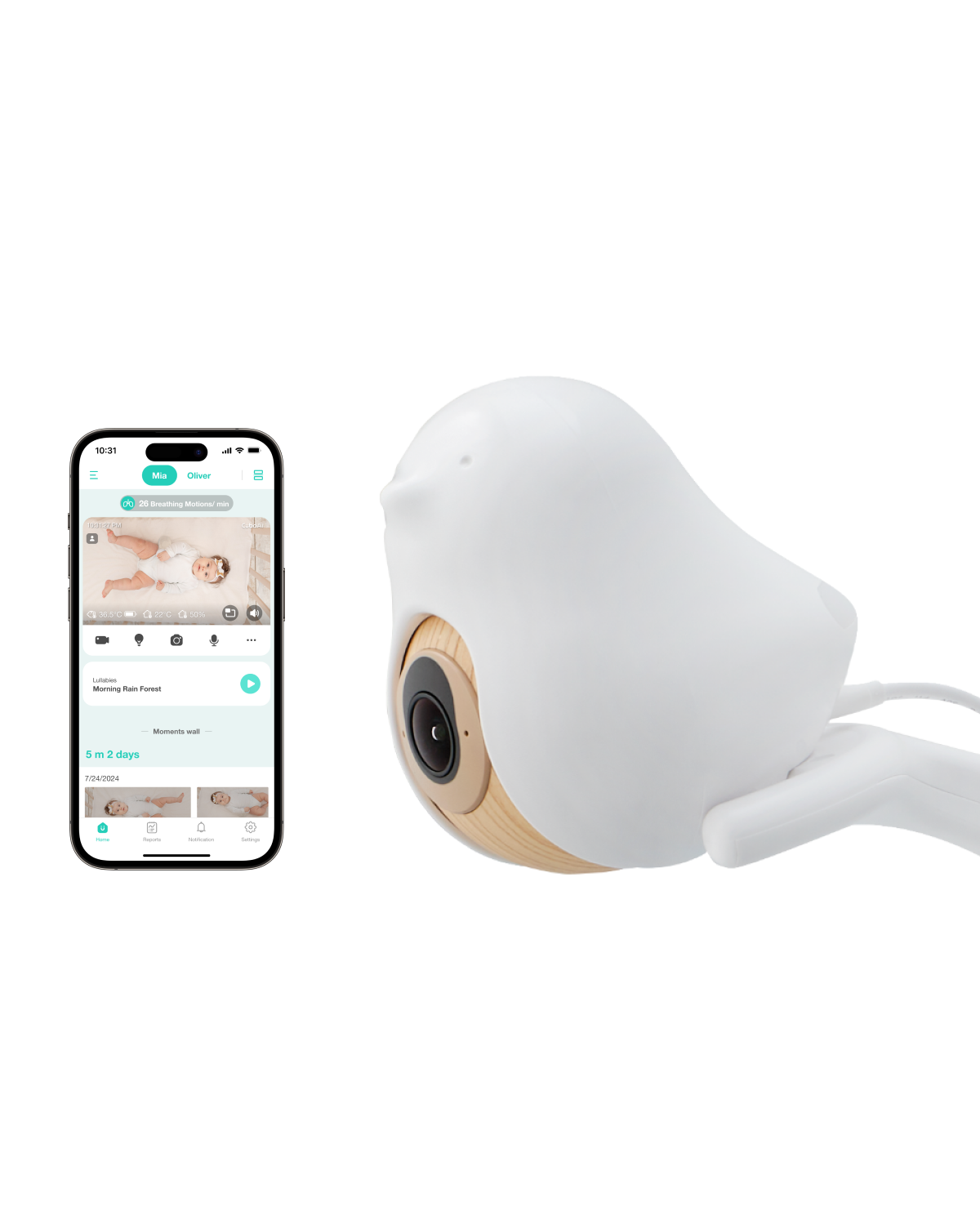 Product Image for Dispozitiv inteligent WiFi de monitorizare video pentru bebeluși, cu suport de podea, CuboAi Smart Baby Monitor 3