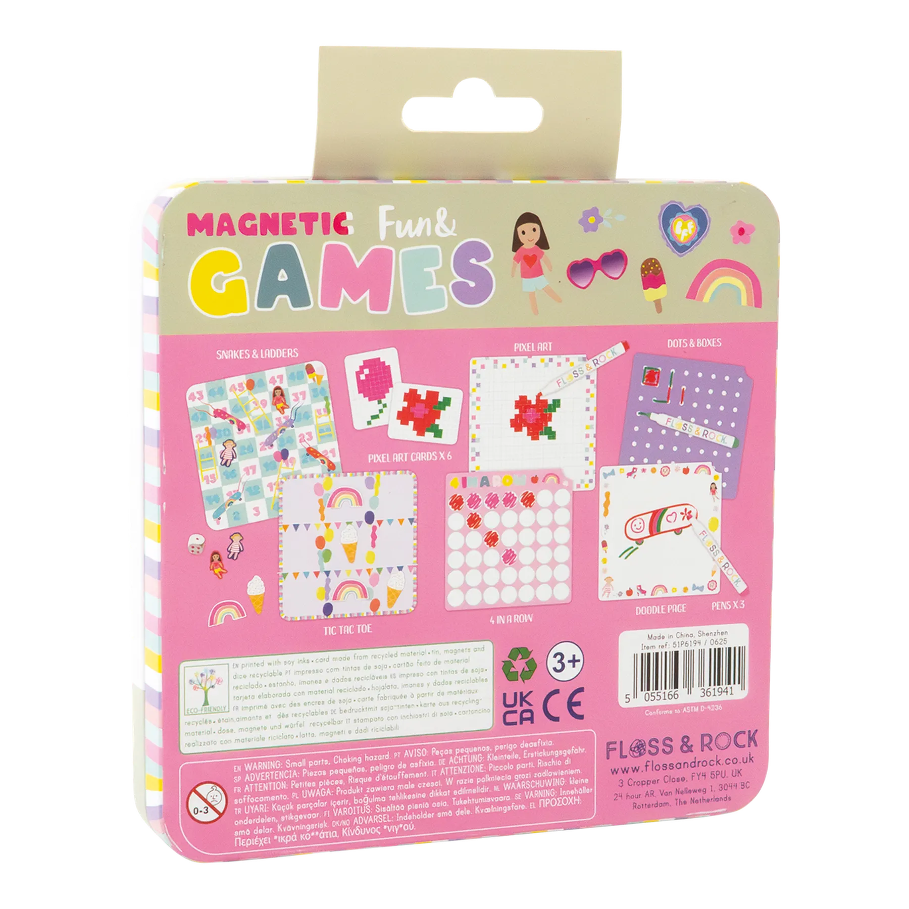 Jocuri magnetice în cutie metalică, 6 în 1, Fun & Games - 3