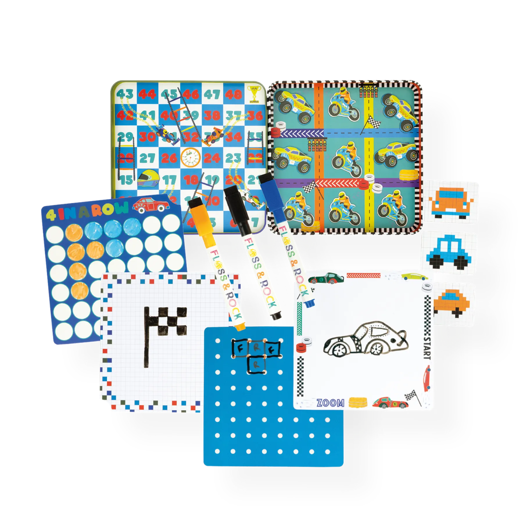 Jocuri magnetice în cutie metalică, 6 în 1, Fun & Games - 2