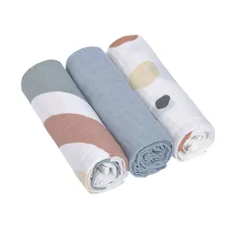 Museline din bumbac organic, tip tifon, set de 3 bucăți, 85 x 85 cm - 1