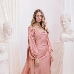 Rochie midi cu bretele din material mătăsos, Aina - 3