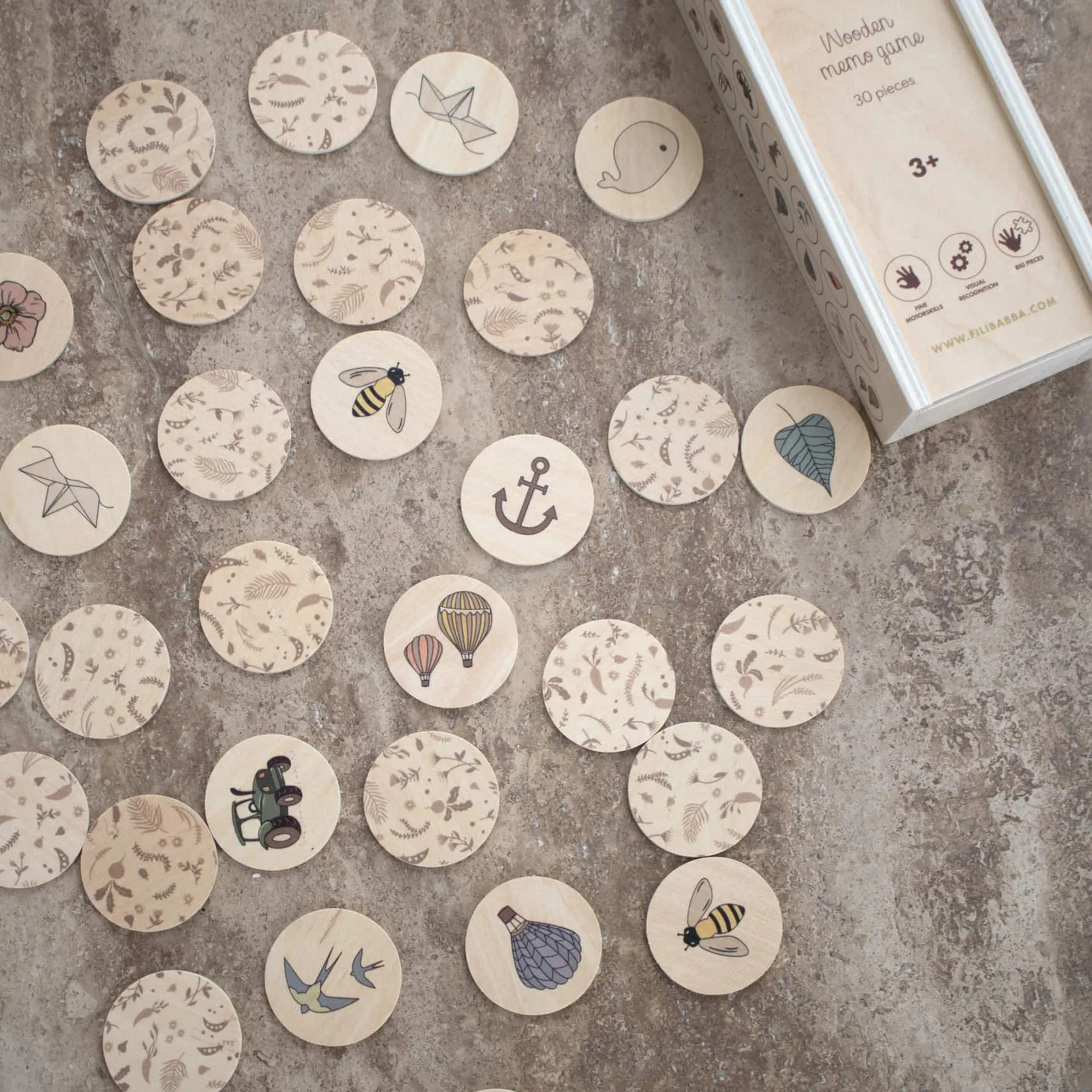 Jucărie din lemn, joc de memorie, Filibabba - 3