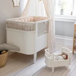 Jucărie din lemn, Pătuț pentru păpuși cu saltea - 4