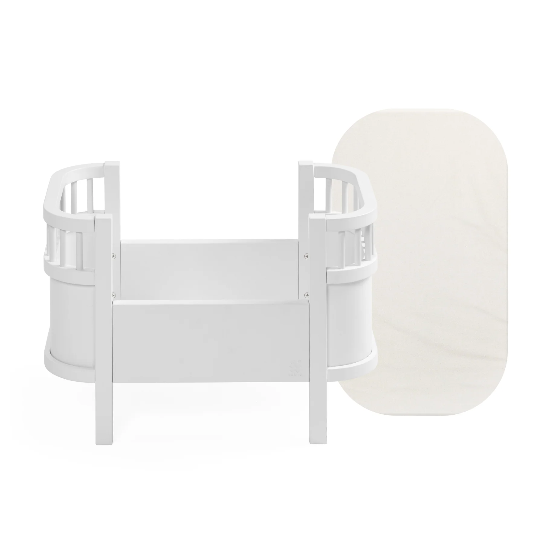 Product Image for Jucărie din lemn, Pătuț pentru păpuși cu saltea, white