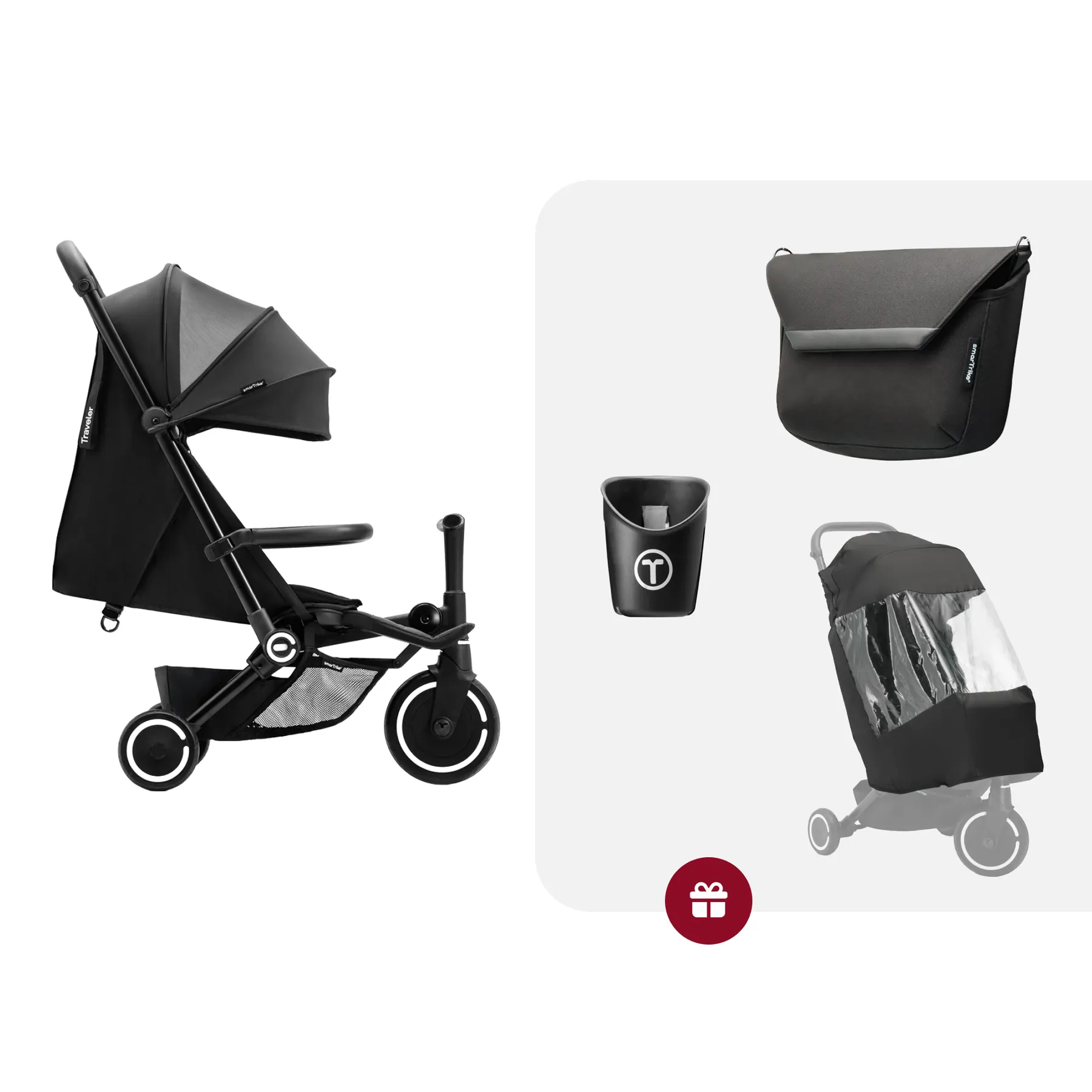 Pachet promoțional - Tricicletă multifuncțională SmarTrike Traveler, Black + accesorii - 1