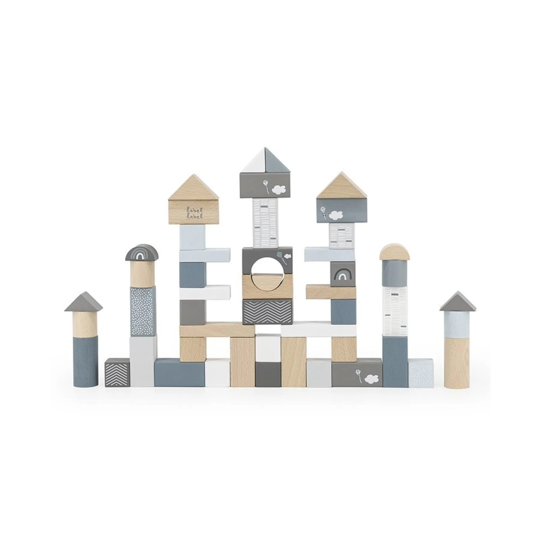 Fa építőkockák, 50 db-os készlet  - 2