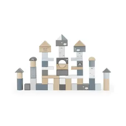 Fa építőkockák, 50 db-os készlet  - 2