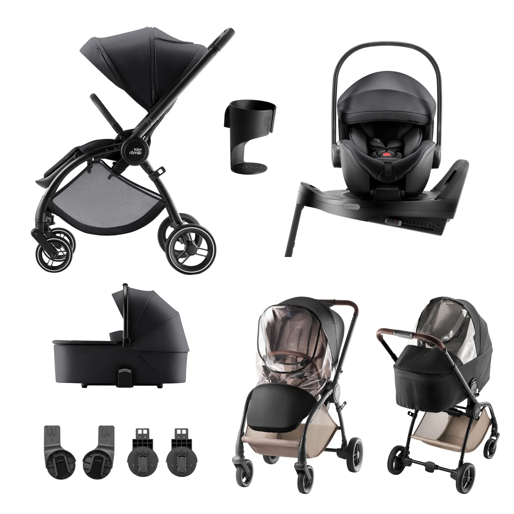 Pachet cărucior pentru copii, 6 în 1, Britax Römer Rio, Carbon Black - 1