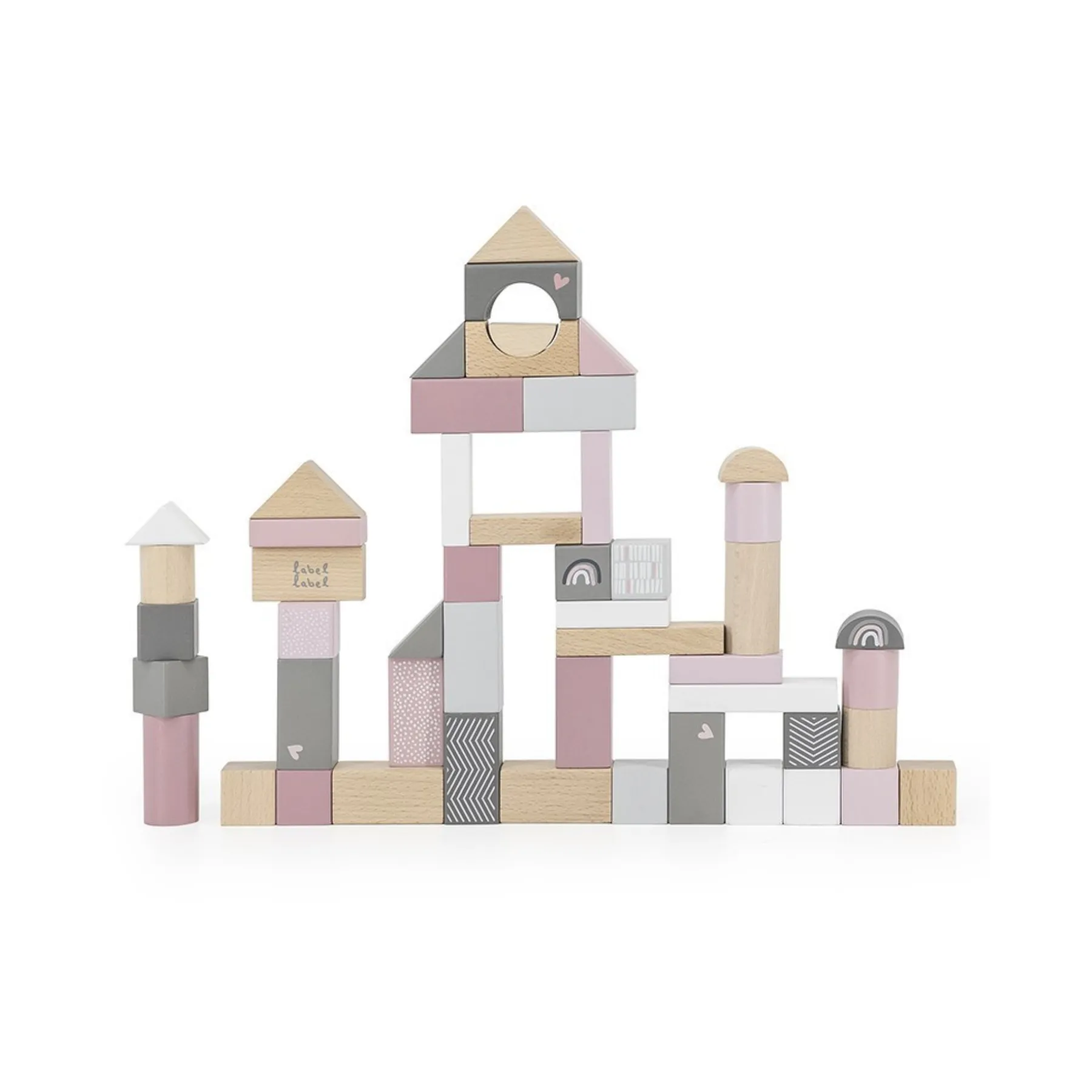 Cuburi de construcție din lemn, set de 50 bucăți - 2