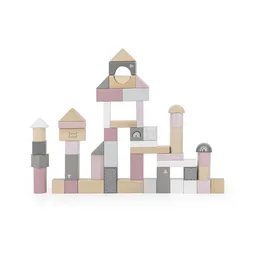 Cuburi de construcție din lemn, set de 50 bucăți - 2