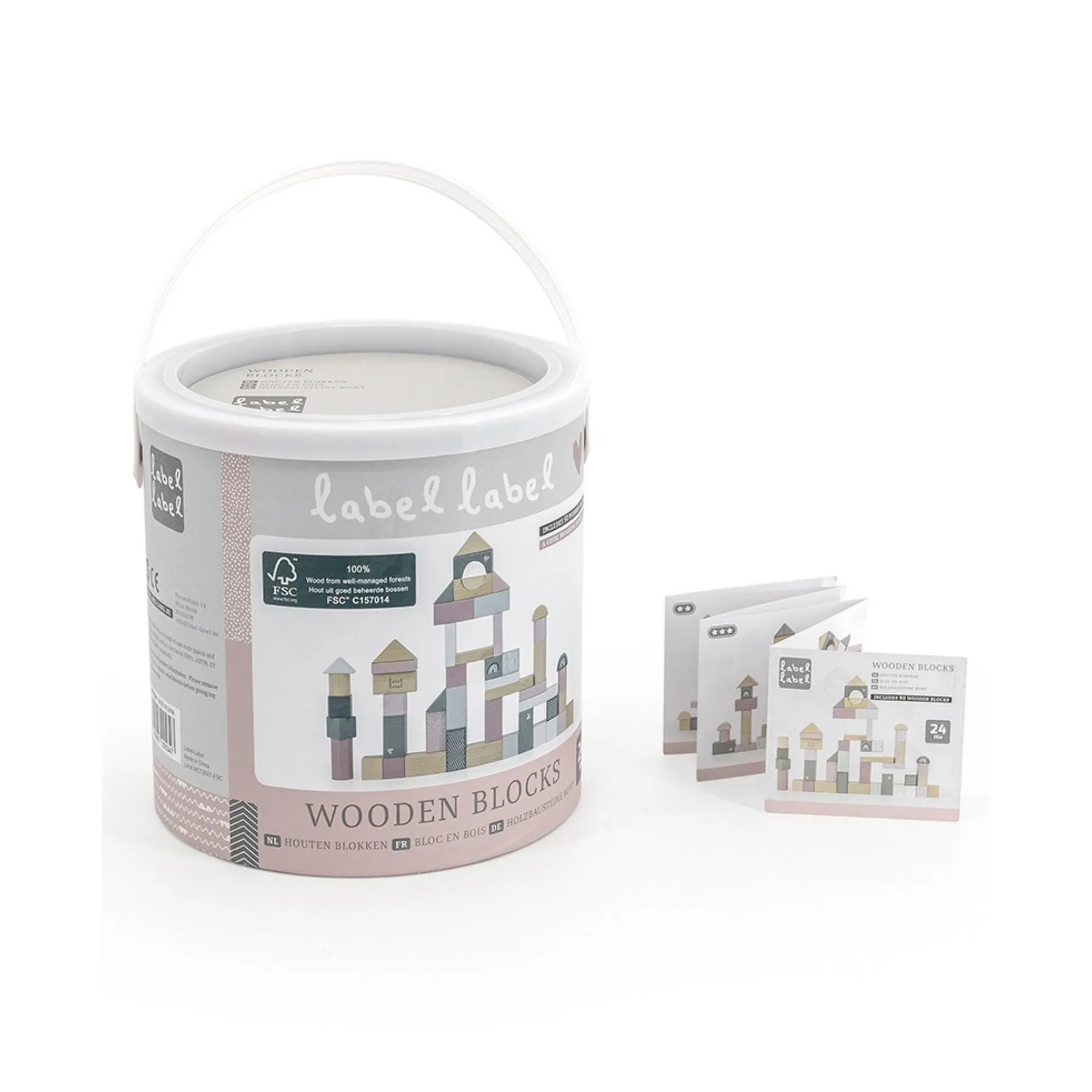 Cuburi de construcție din lemn, set de 50 bucăți - 1