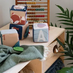 Jucărie senzorială din material textil, set de 4 cuburi moi - 2