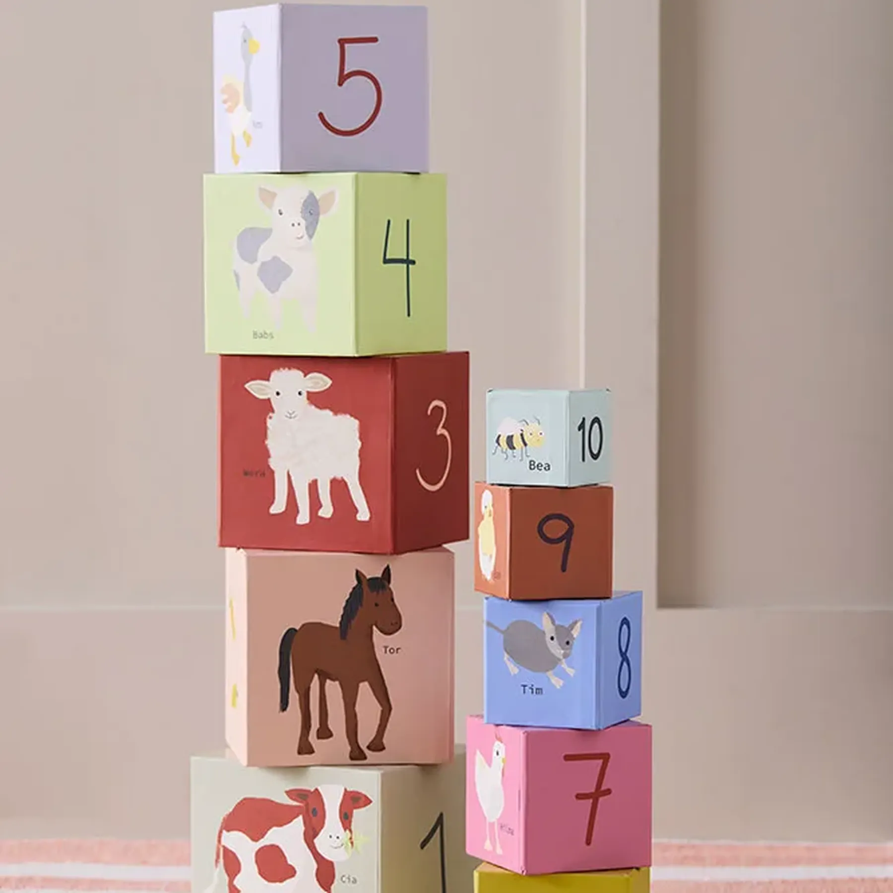 Cuburi stivuibile din carton, 1-10 - 2