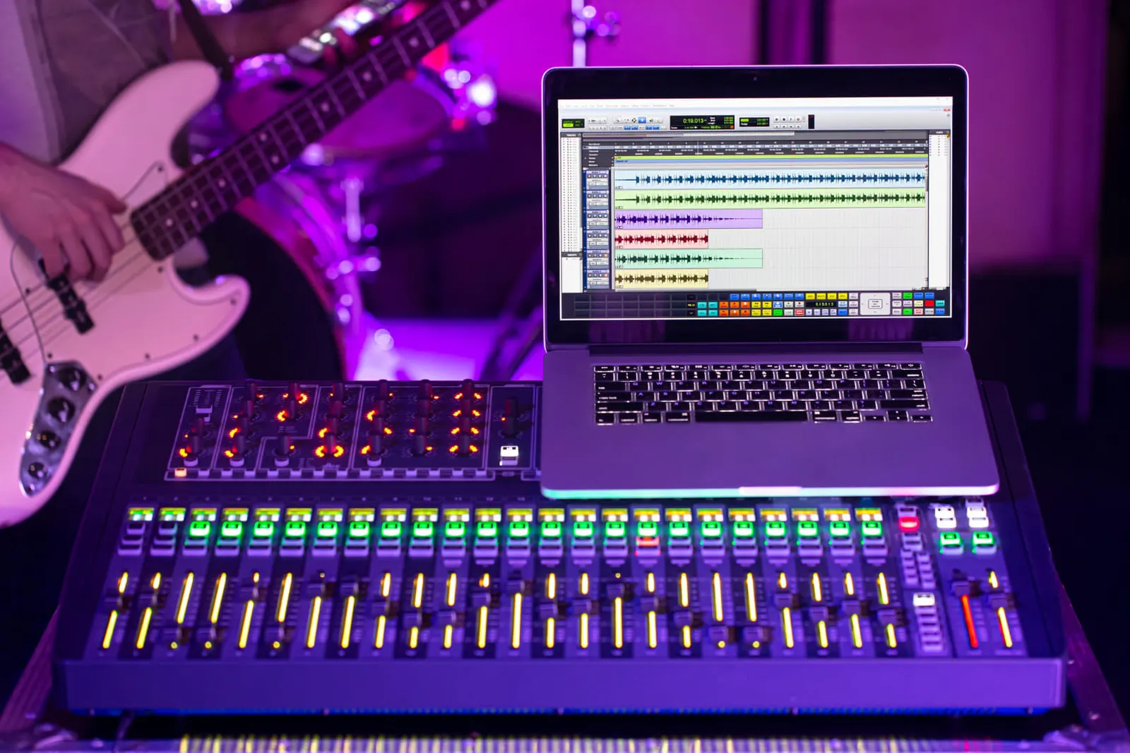 synthesizer and laptop