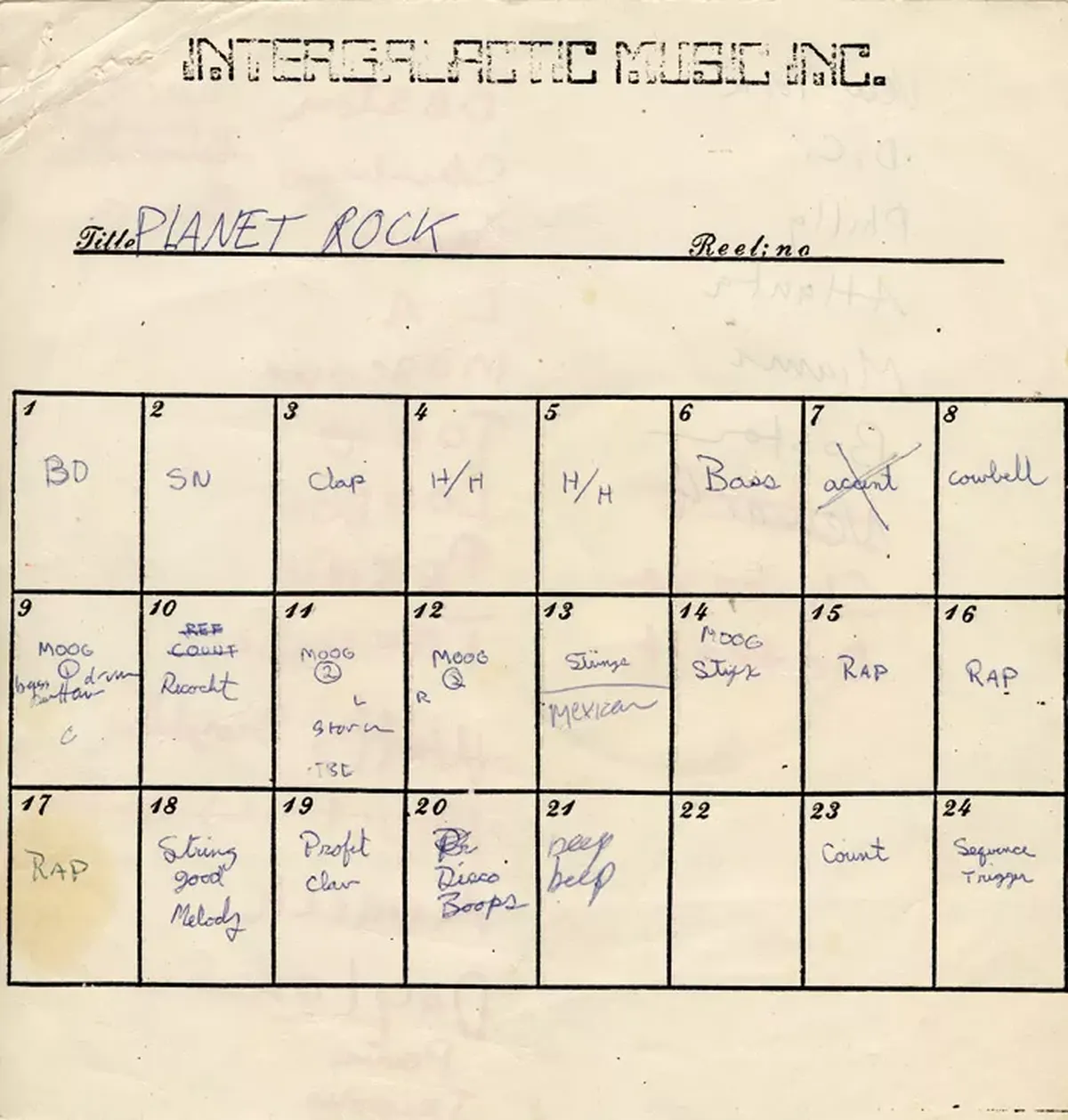 track sheet planet rock