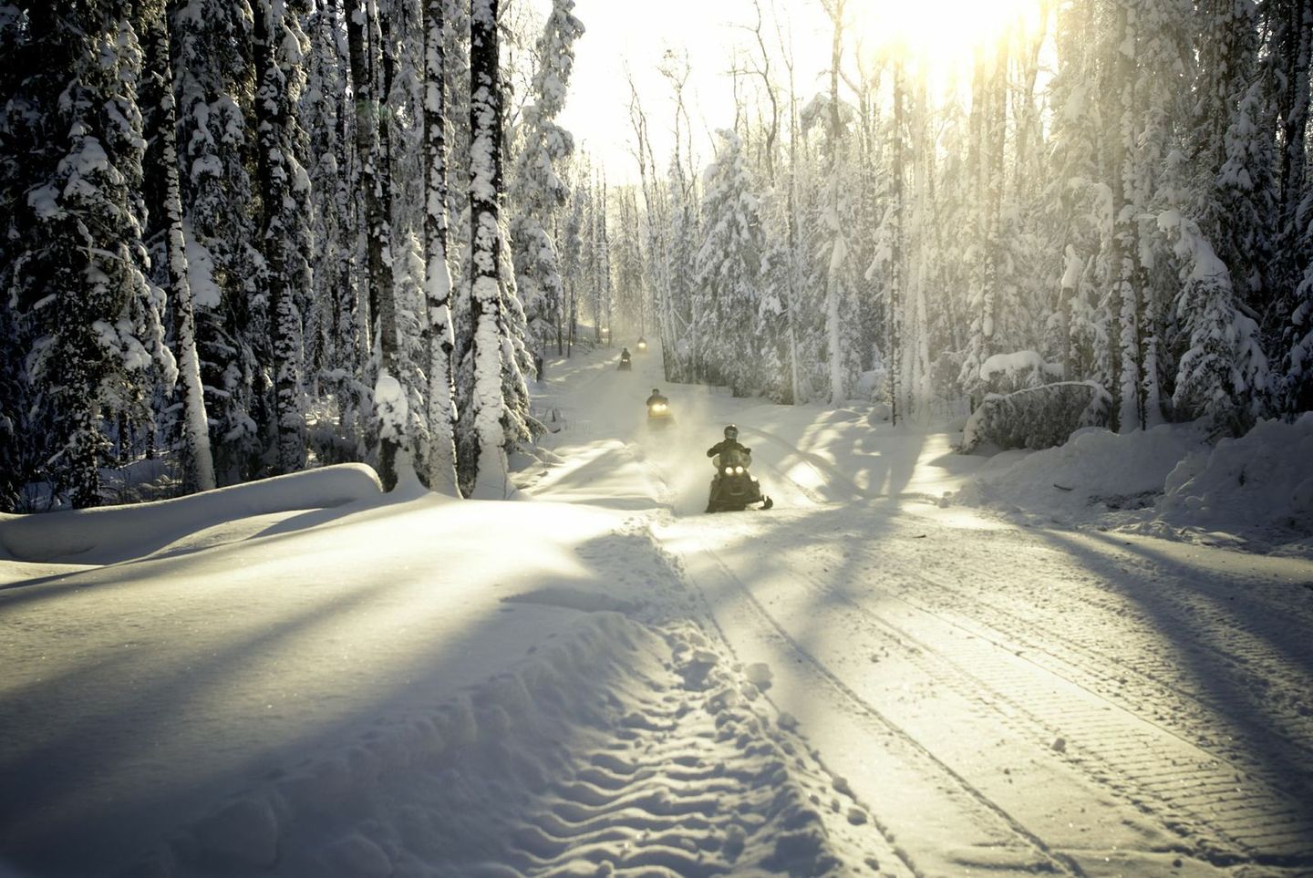 sunny day snowmobiling