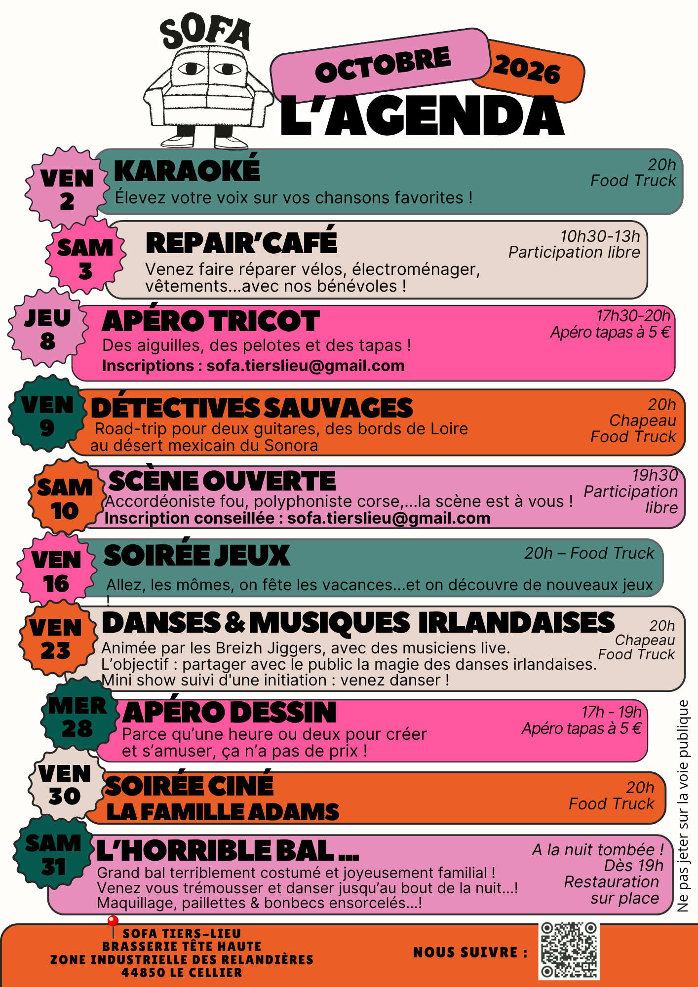 Agenda sofa octobre