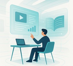 Man sitzt vor Hilfe und Wissenshub 