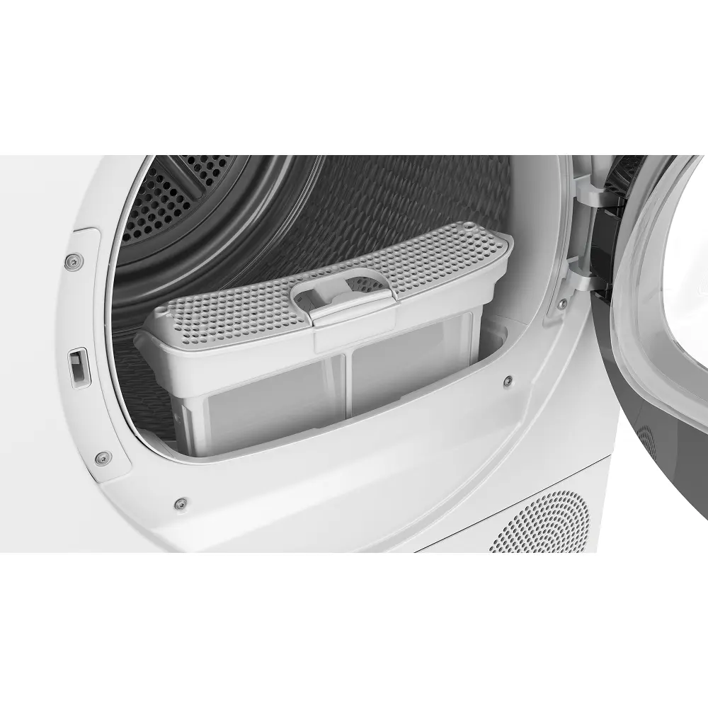 Dryer interior with lint filter.