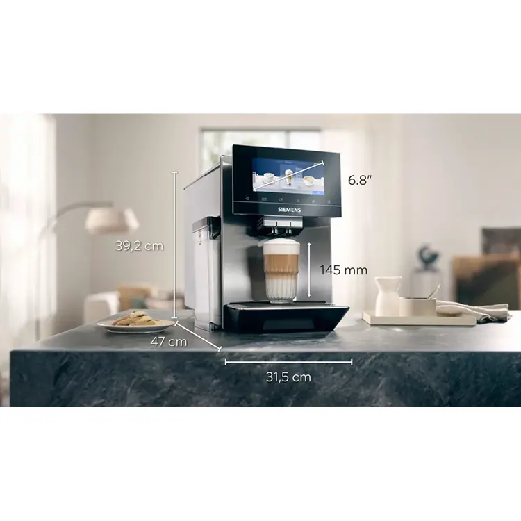 Maße eines Kaffeevollautomats.