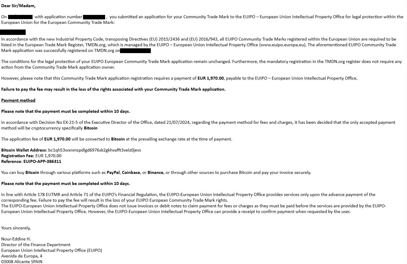 Fraudulent emails: Warning to users - EUIPO