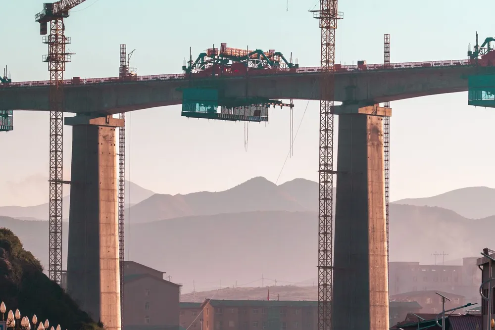Bridge spans under construction