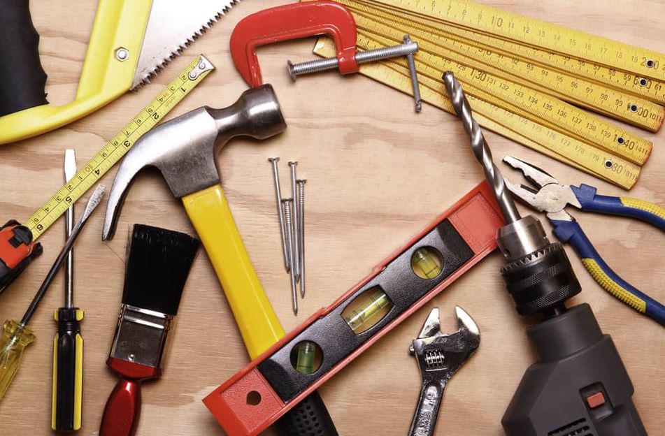 Handyman tools on a table