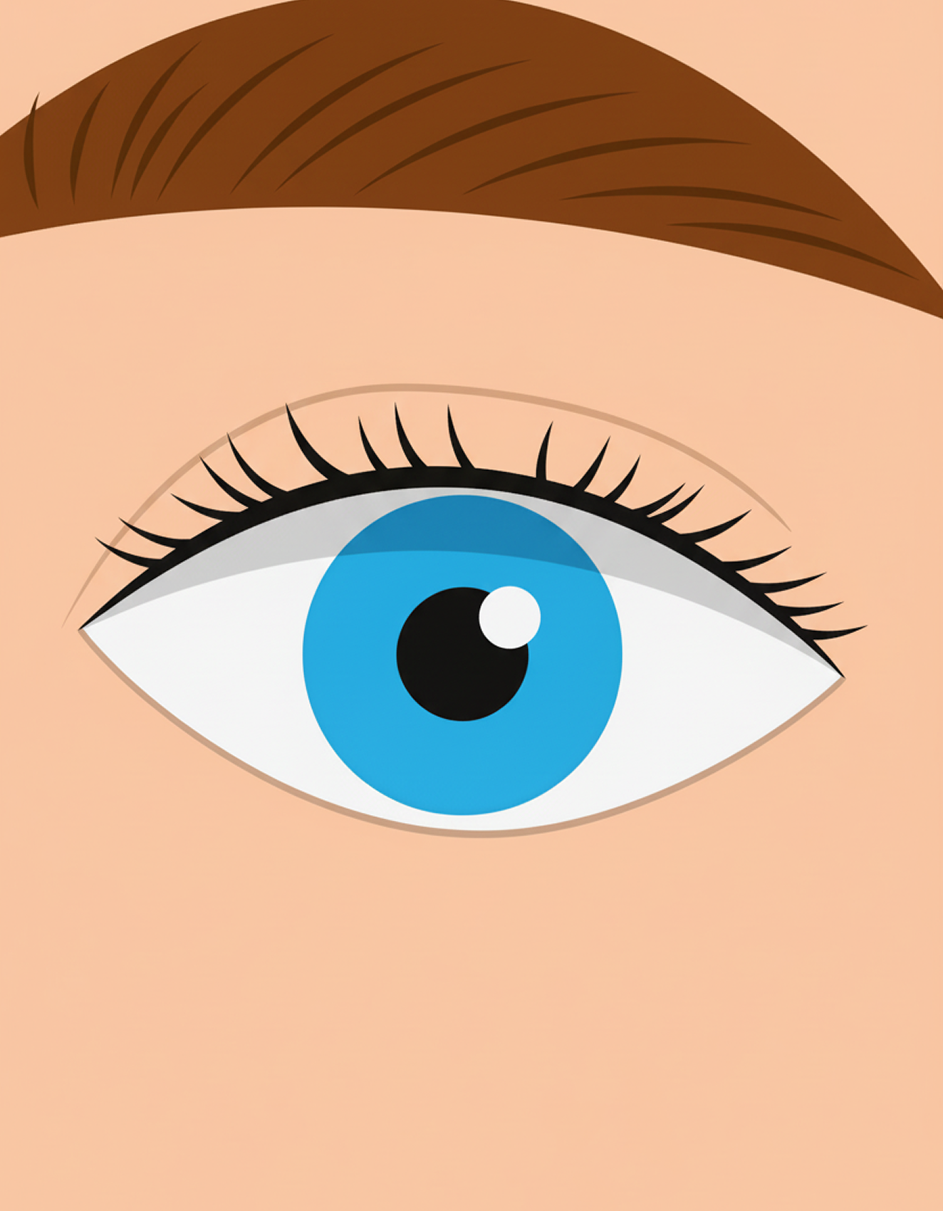 Illustration eines geöffneten blauen Auges mit Wimpern und Augenbraue.