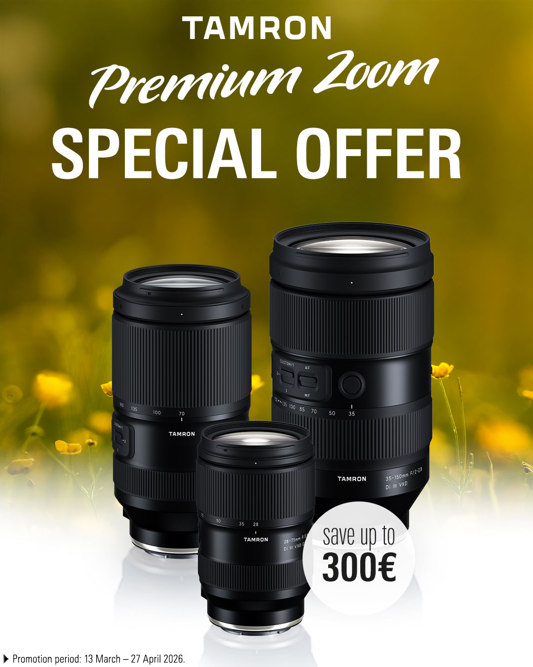 Profitez dès maintenant d'une remise immédiate sur une sélection d'objectifs TAMRON !