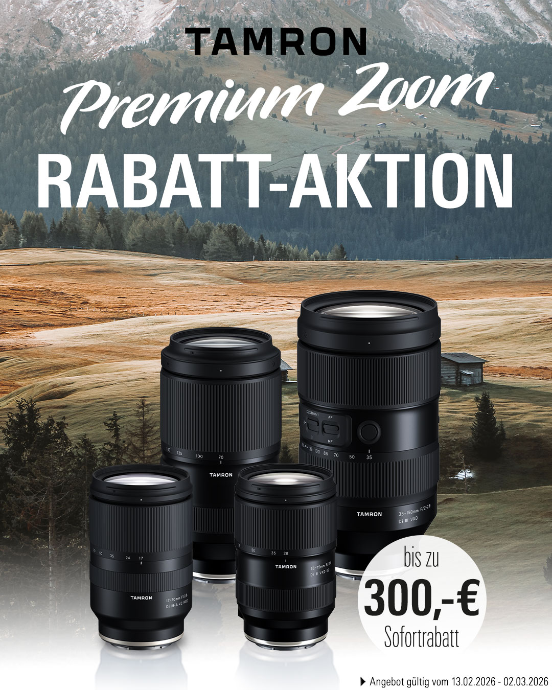 Sichere dir jetzt deinen Sofort-Rabatt auf ausgewählte TAMRON-Objektive!