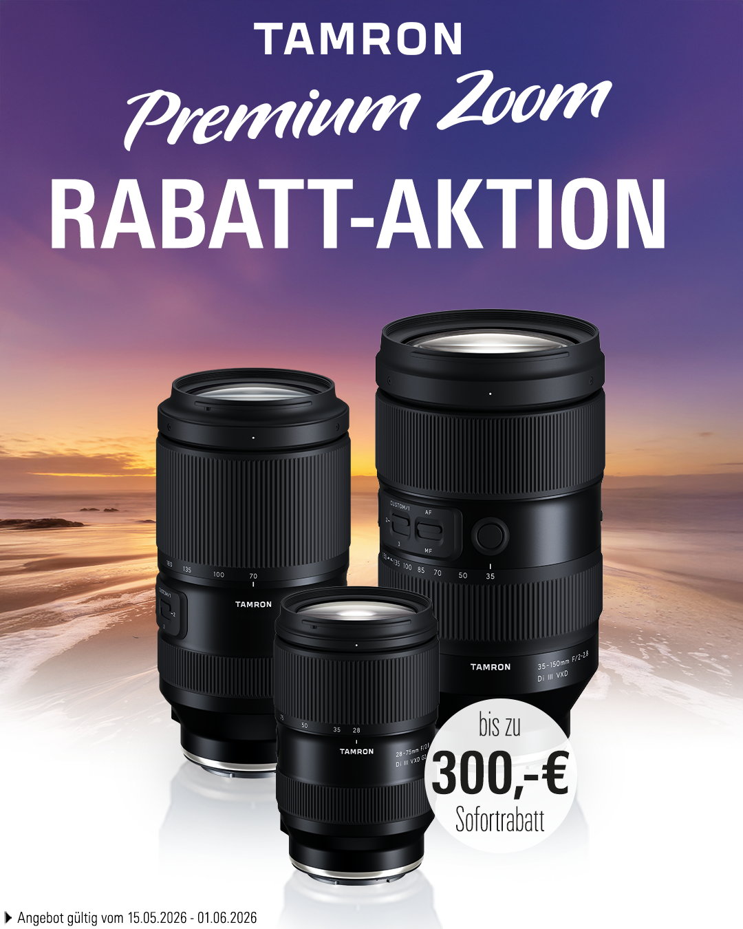 Sichere dir jetzt deinen Sofort-Rabatt auf ausgewählte TAMRON-Objektive!