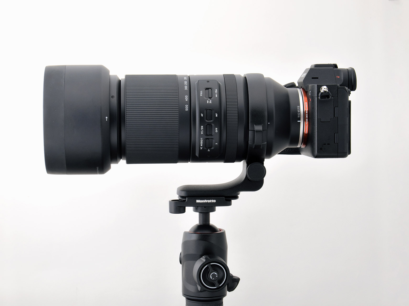 TAMRON 150-500mm lens on a tripod