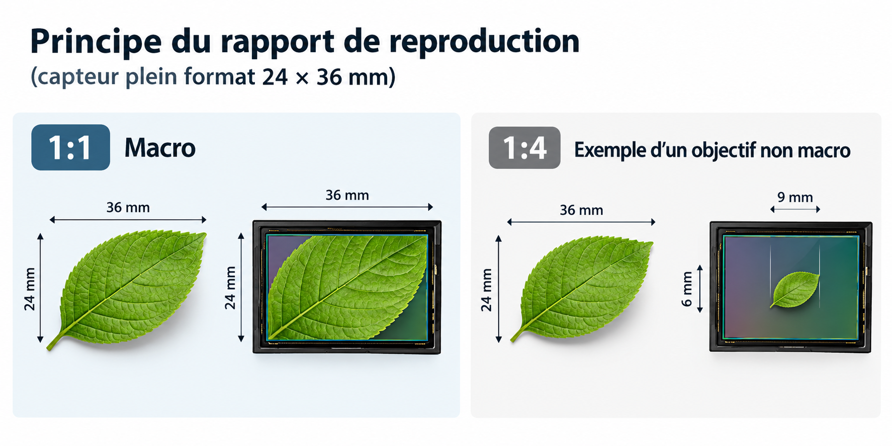 À 1:1, les petits sujets occupent une plus grande surface du capteur, permettant d'enregistrer leurs détails sur davantage de pixels.