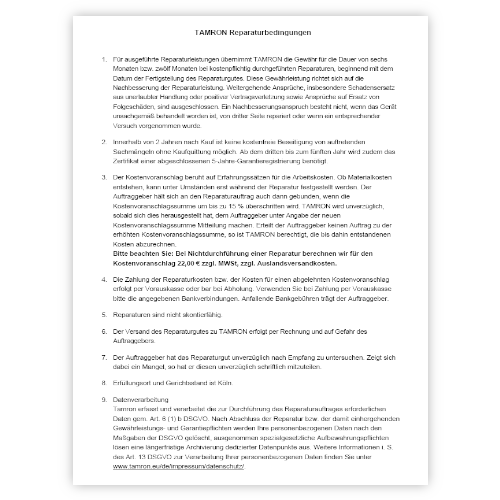 Warranty conditions under the European 5-year warranty
