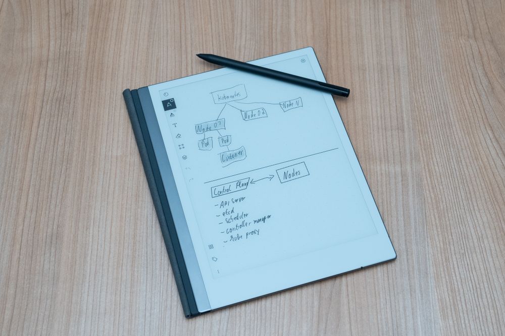 A hand-drawn diagram and some notes on a digital paper tablet.