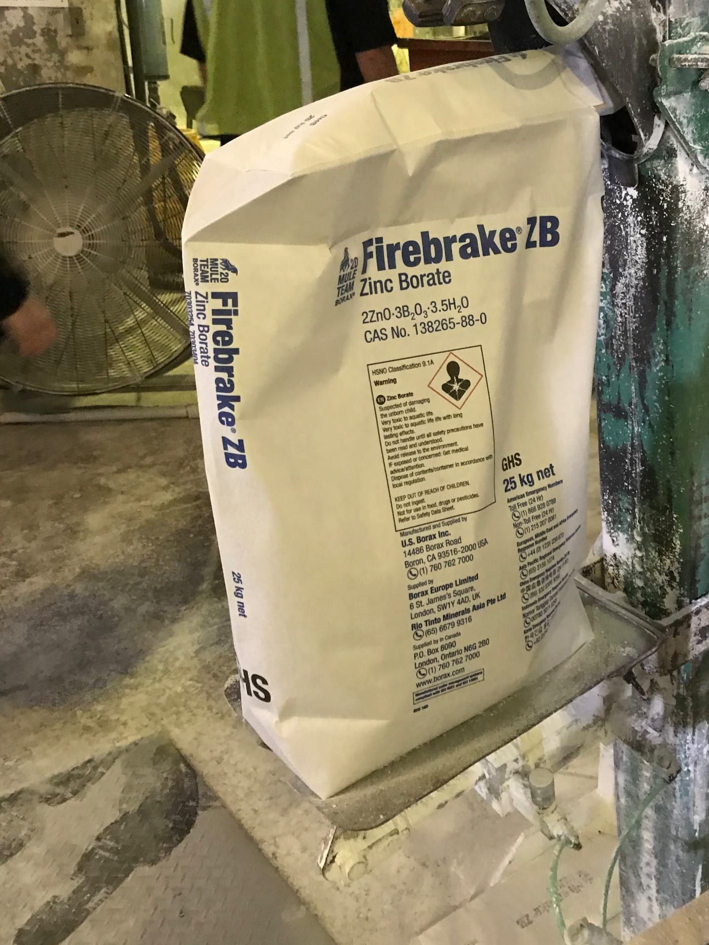 Firebrake ZB bag being filled at U.S. Borax operations