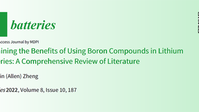 New Literature Review Highlights Benefits of Boron in Lithium Batteries