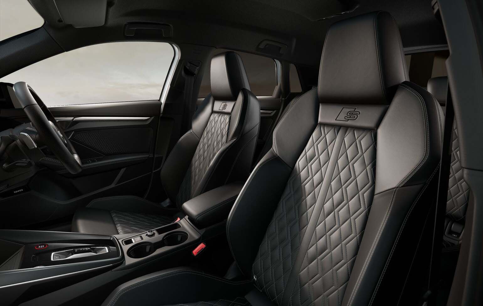 Audi A3 interior in Fine Nappa Leather: Black/Rock Grey
