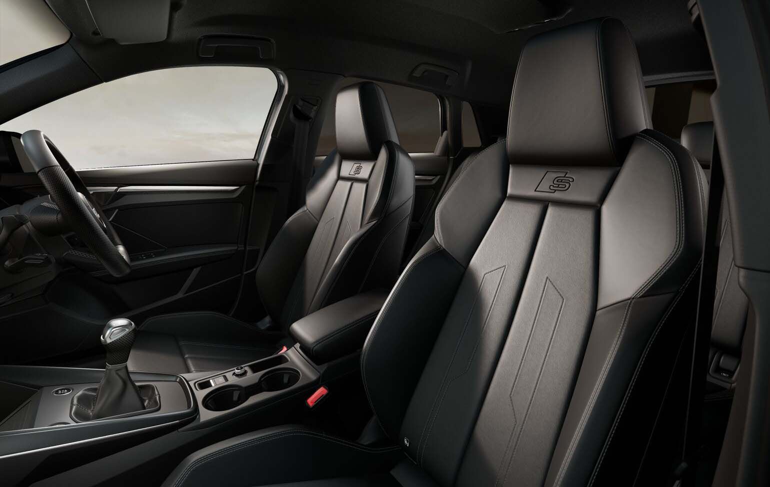 Audi A3 interior in Twin leather: Black/Rock Grey