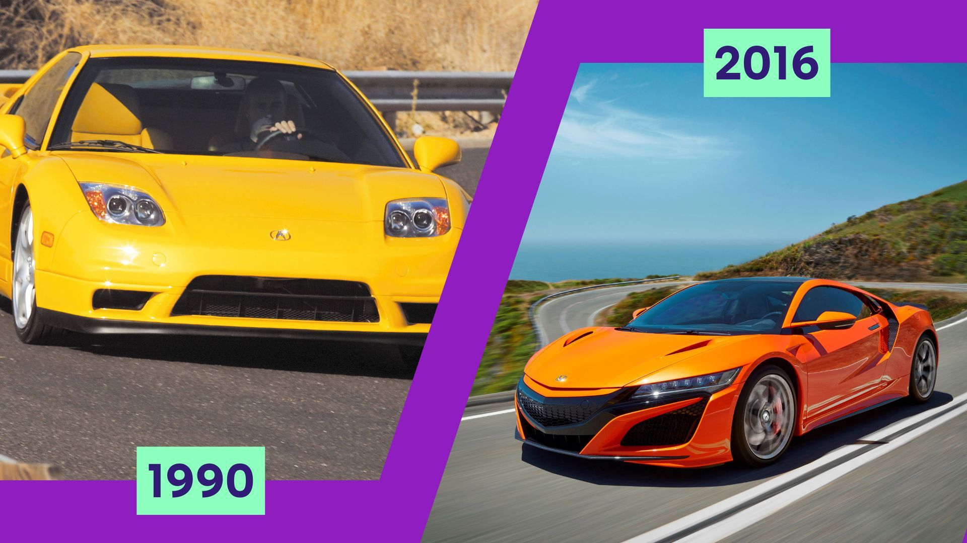 Side-by-side image of original and revived Honda NSX