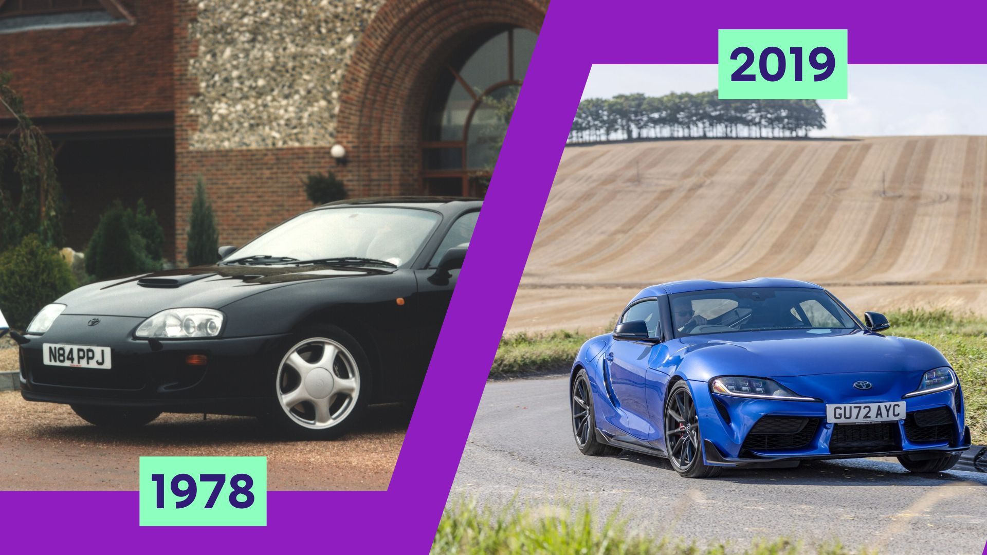 Side-by-side image of original and revived Toyota Supra