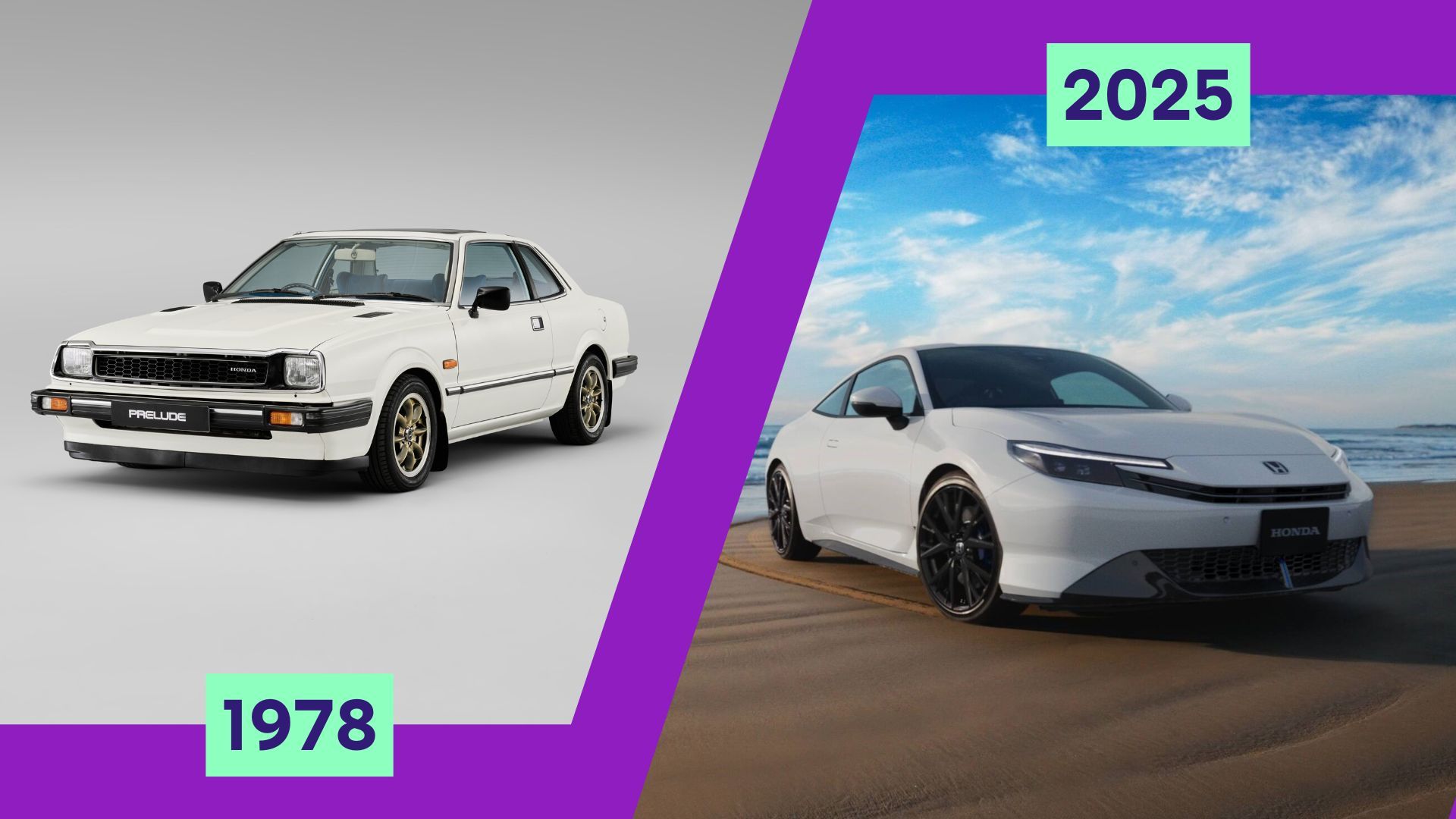 Side-by-side image of original and revived Honda Prelude