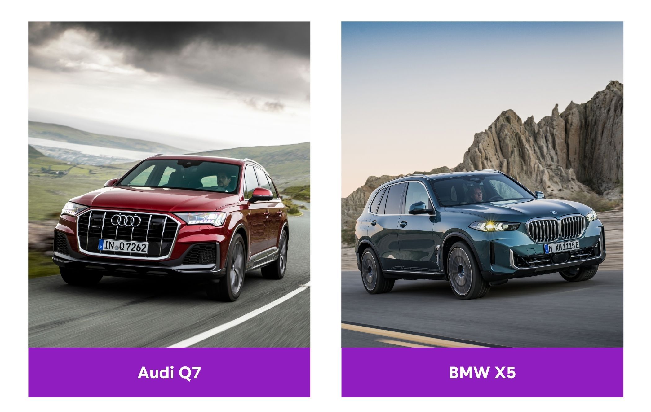 A comparison of the Audi Q7 and BMW X5 driving 