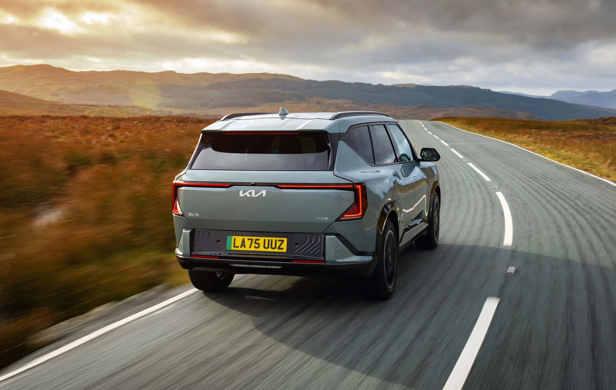 Kia EV5 rear, driving