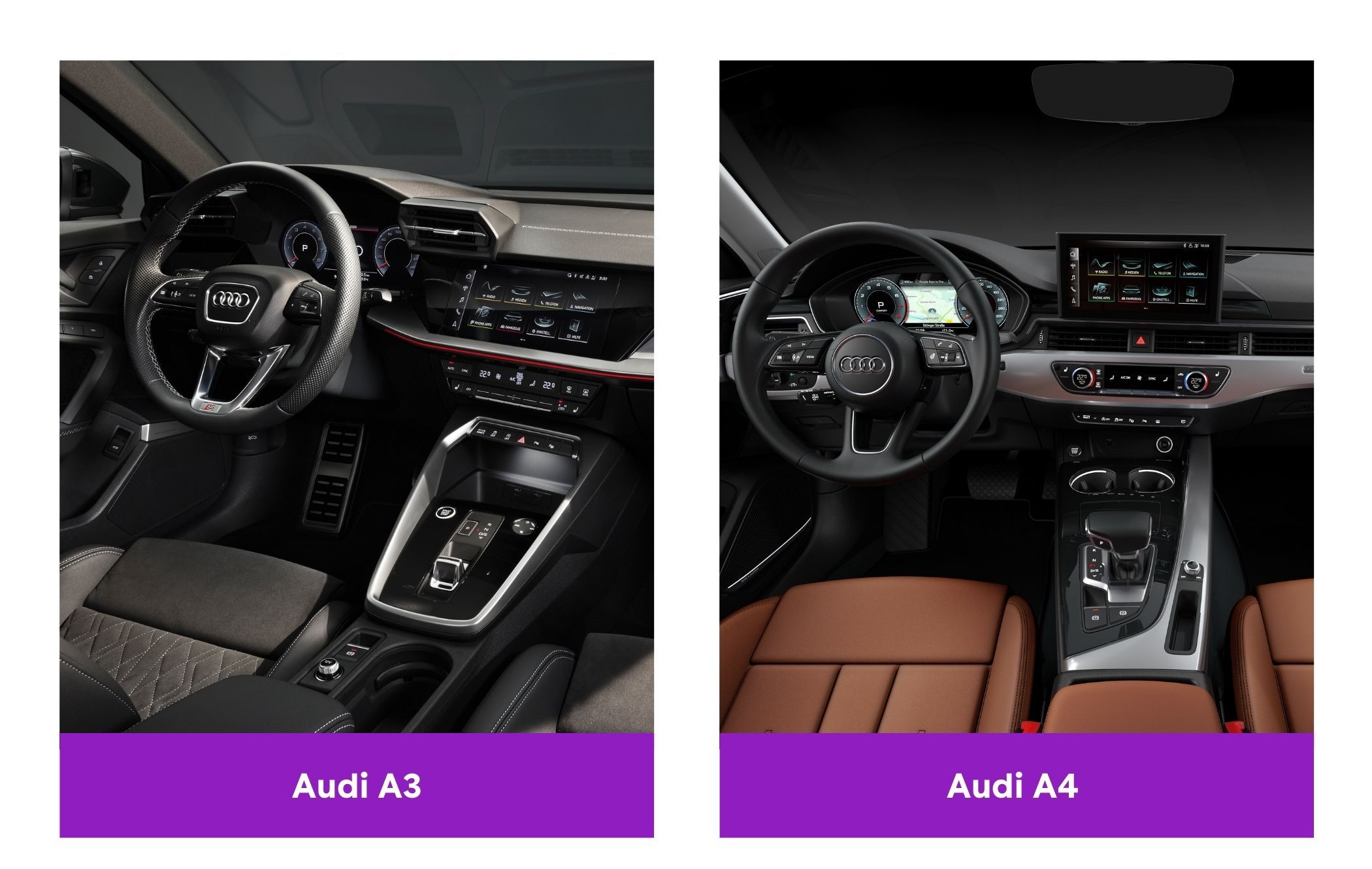 A comparison of the interior in the Audi A3 and A4 models