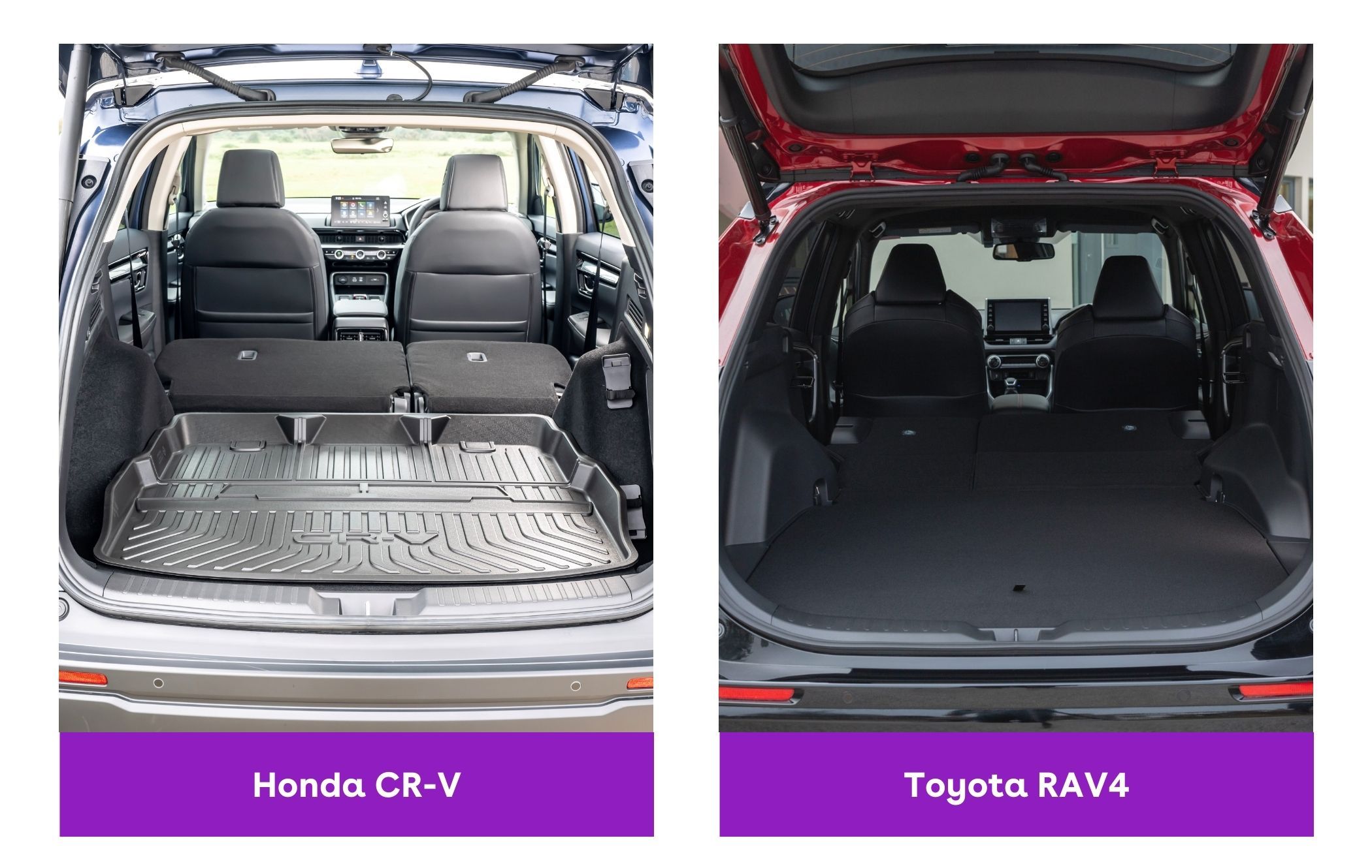 Side-by-side image of Honda CR-V and Toyota RAV4 boots