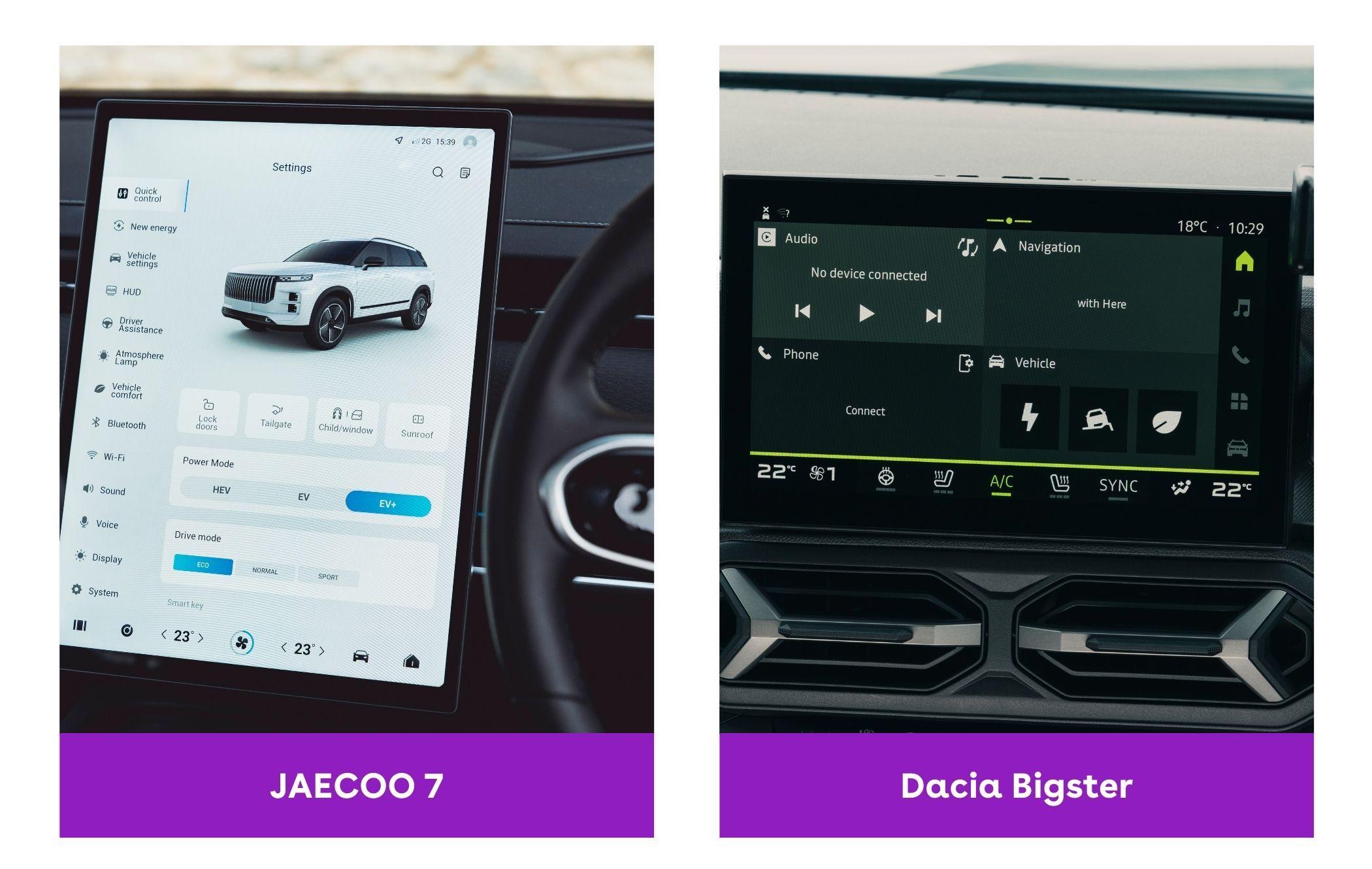 Side-by-side comparison of JACEOO 7 and Dacia Bigster