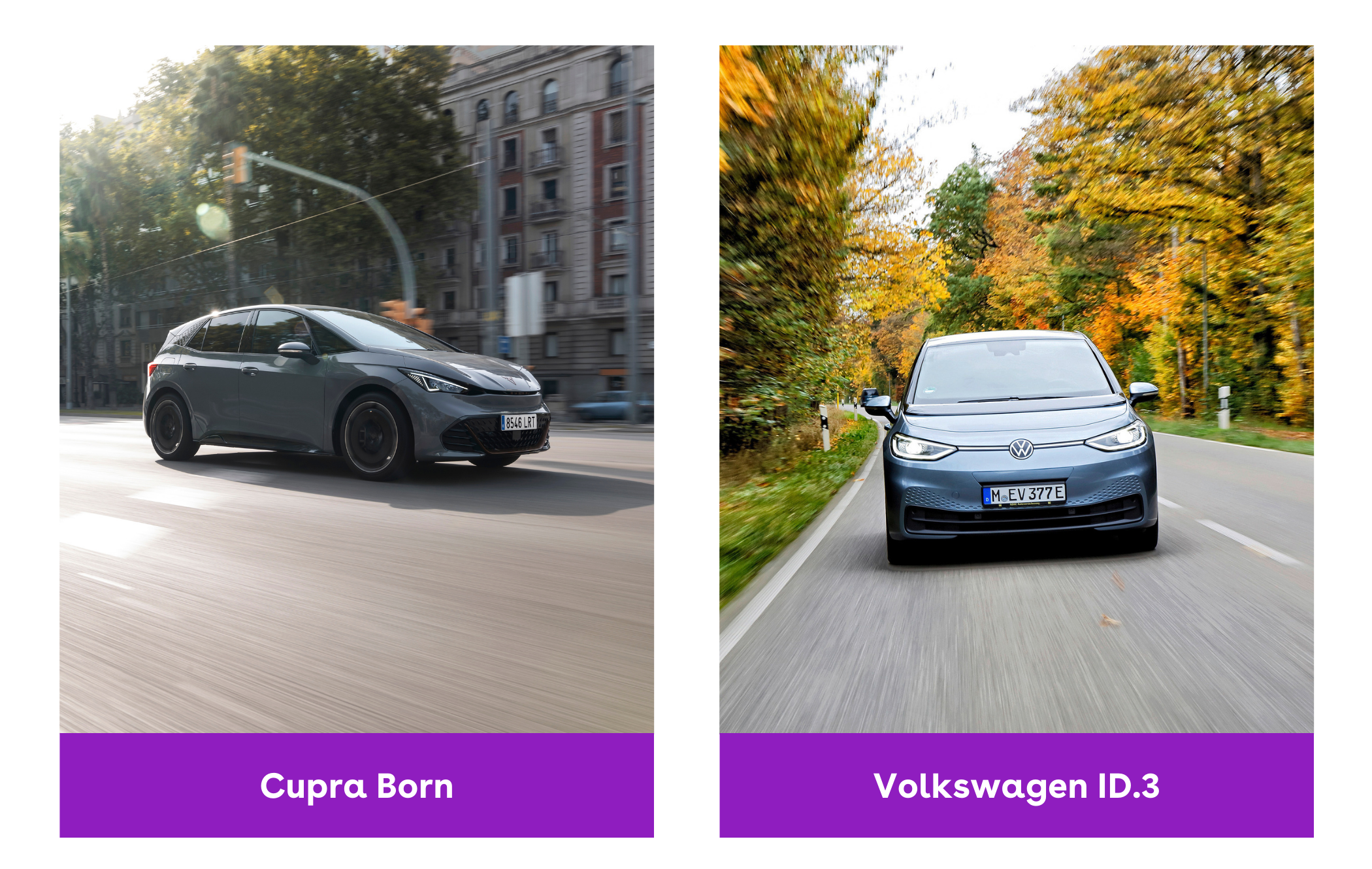 A comparison of the Cupra Born and Volkswagen ID.3 driving